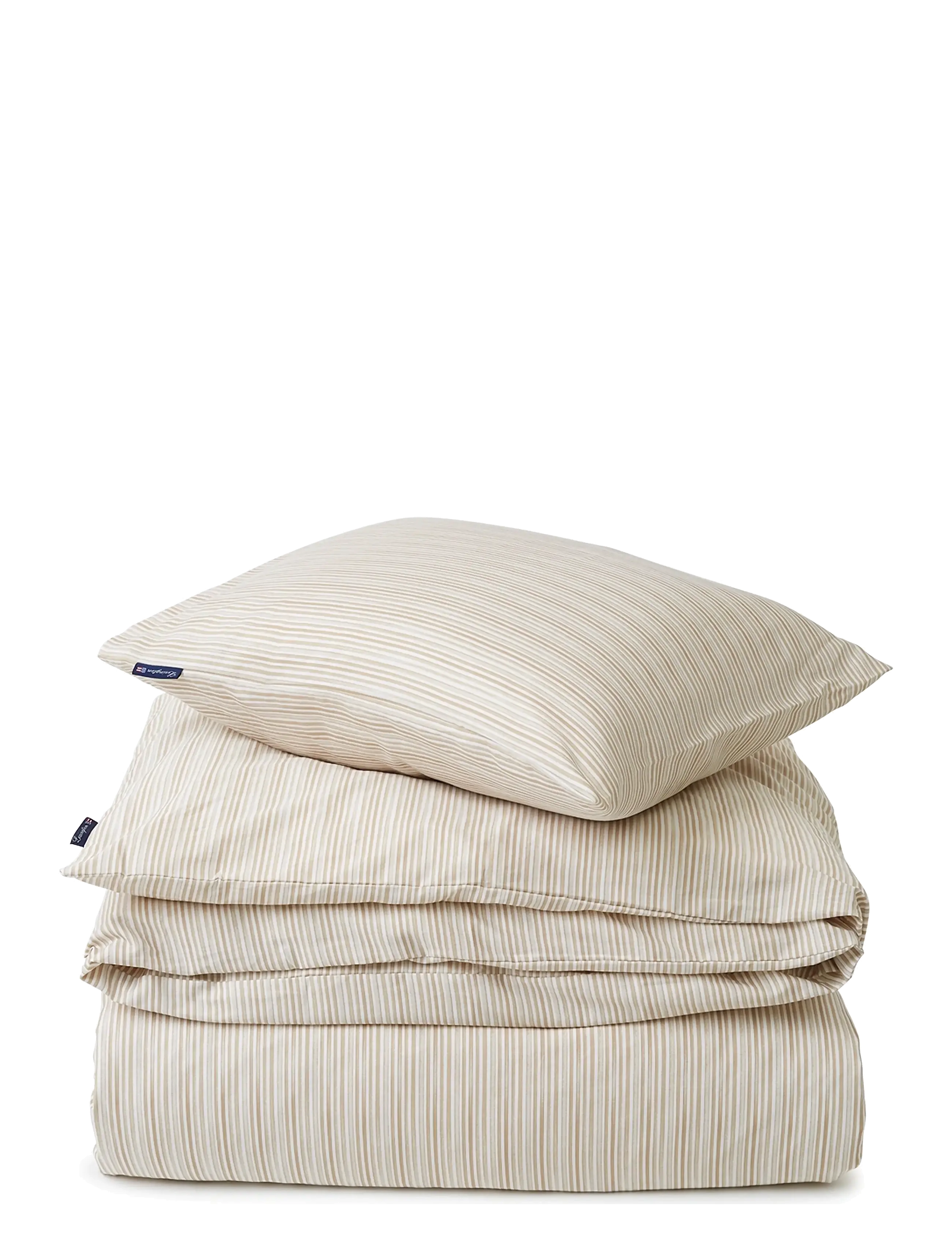 Lexington Home Beige Striped Organic Cotton Sateen Bed Set - Tekstiler - BEIGE/WHITE / beige