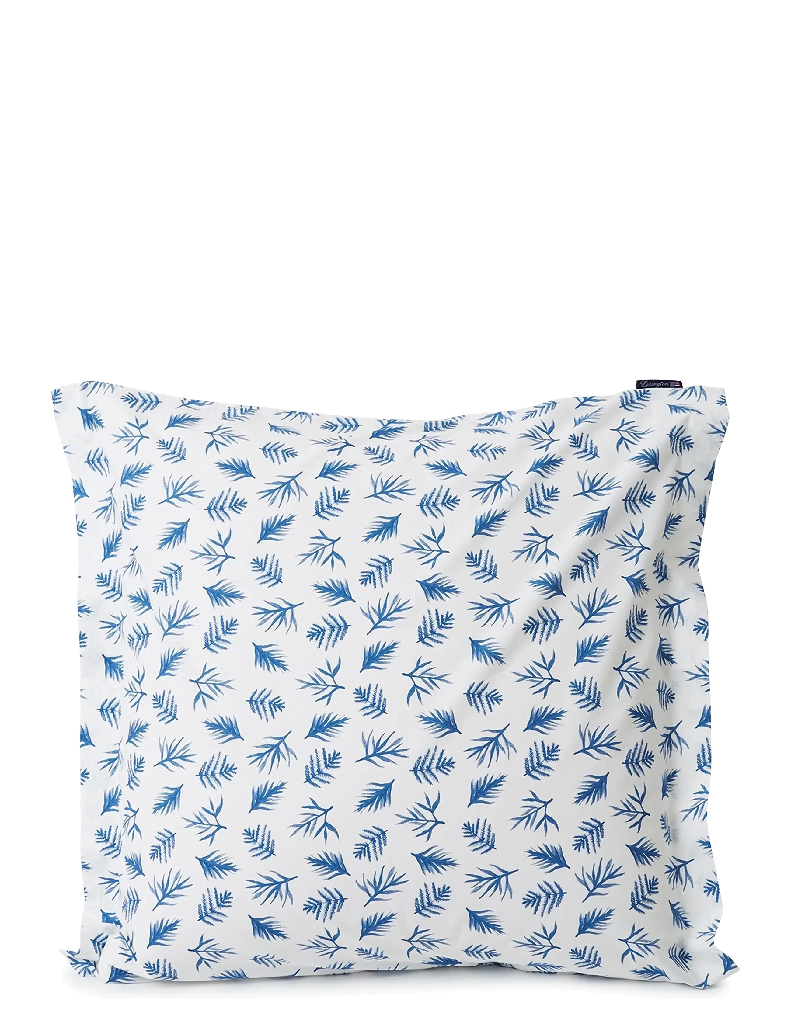 Lexington Home Blue Printed Leaves Organic Cotton Popl Pillowcase - Tekstiler - WHITE/BLUE / white