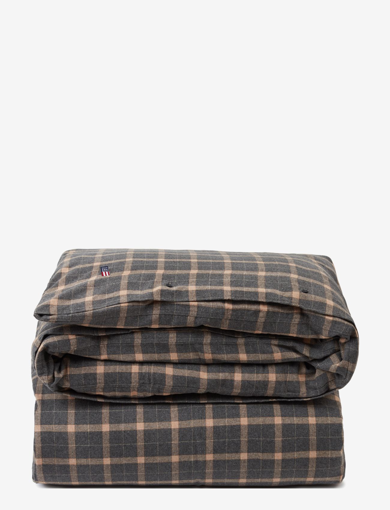 Lexington Home Checked Cotton Flannel Duvet Cover - Textilier - DK GRAY/BEIGE / brown