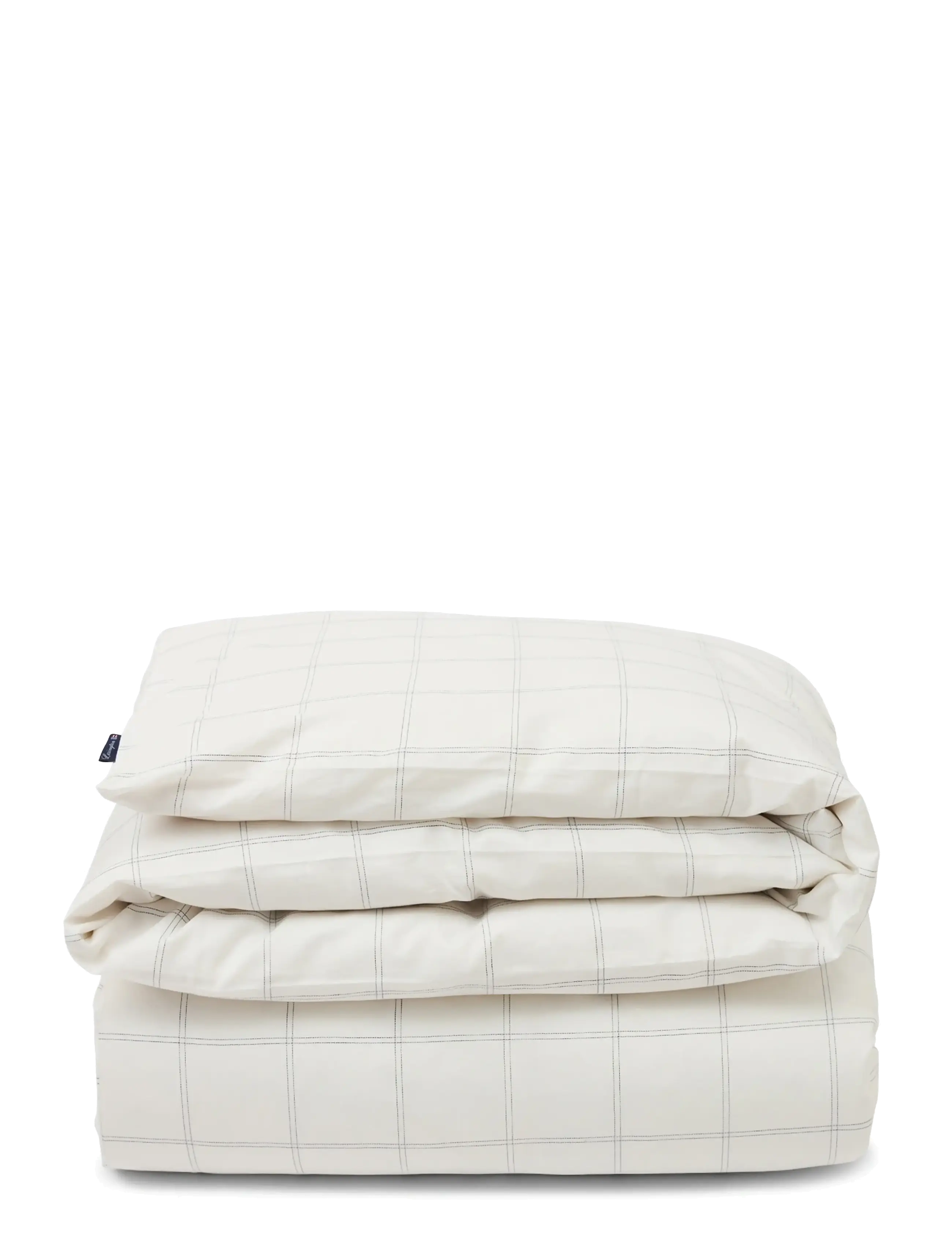 Lexington Home White/Dk Blue Checked Lyocell/Cotton Duvet Cover - Bettwäsche - OFF WHITE/DK BLUE / multi