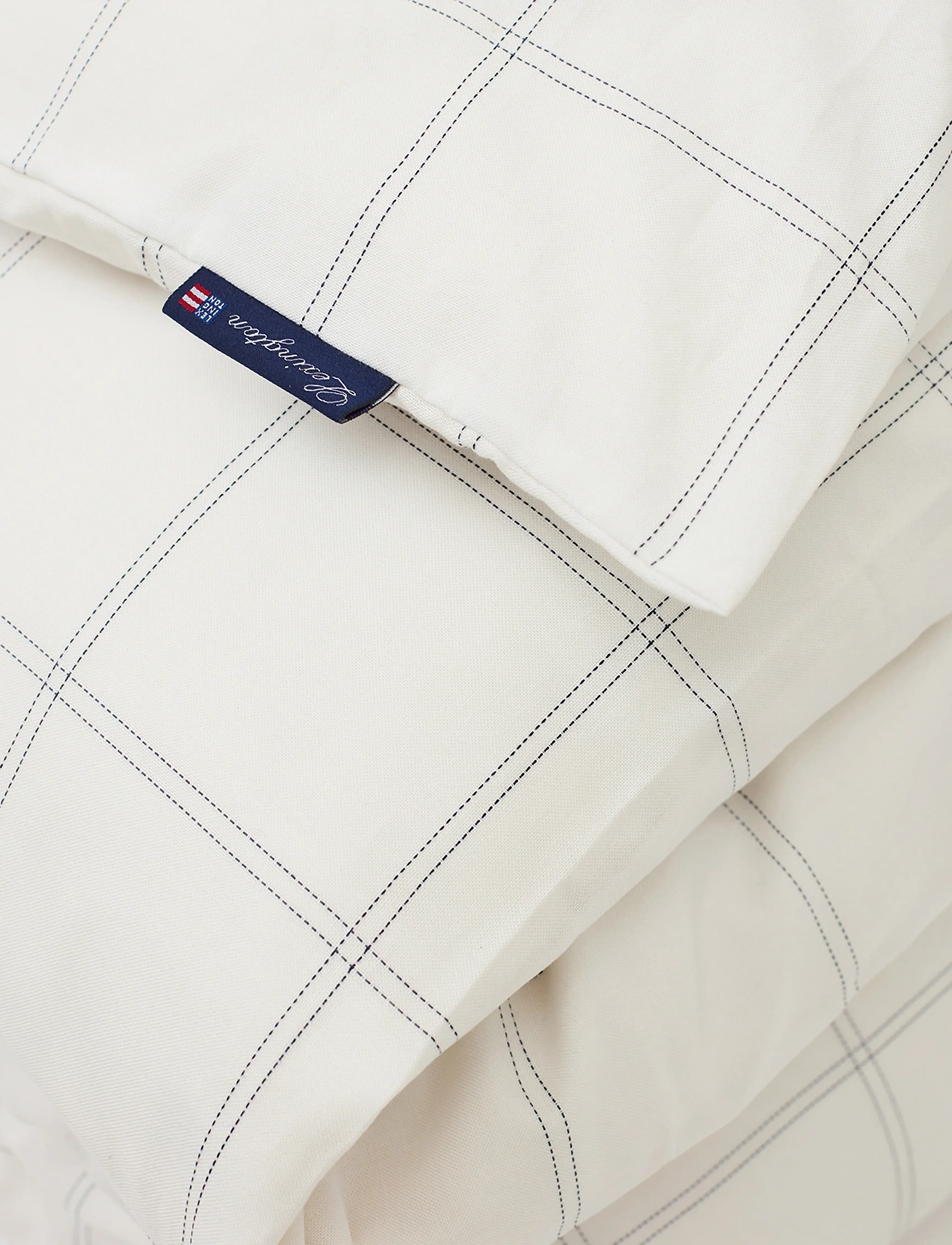Lexington Home - White/Dk Blue Checked Lyocell/Cotton Duvet Cover - off white/dk blue - 1