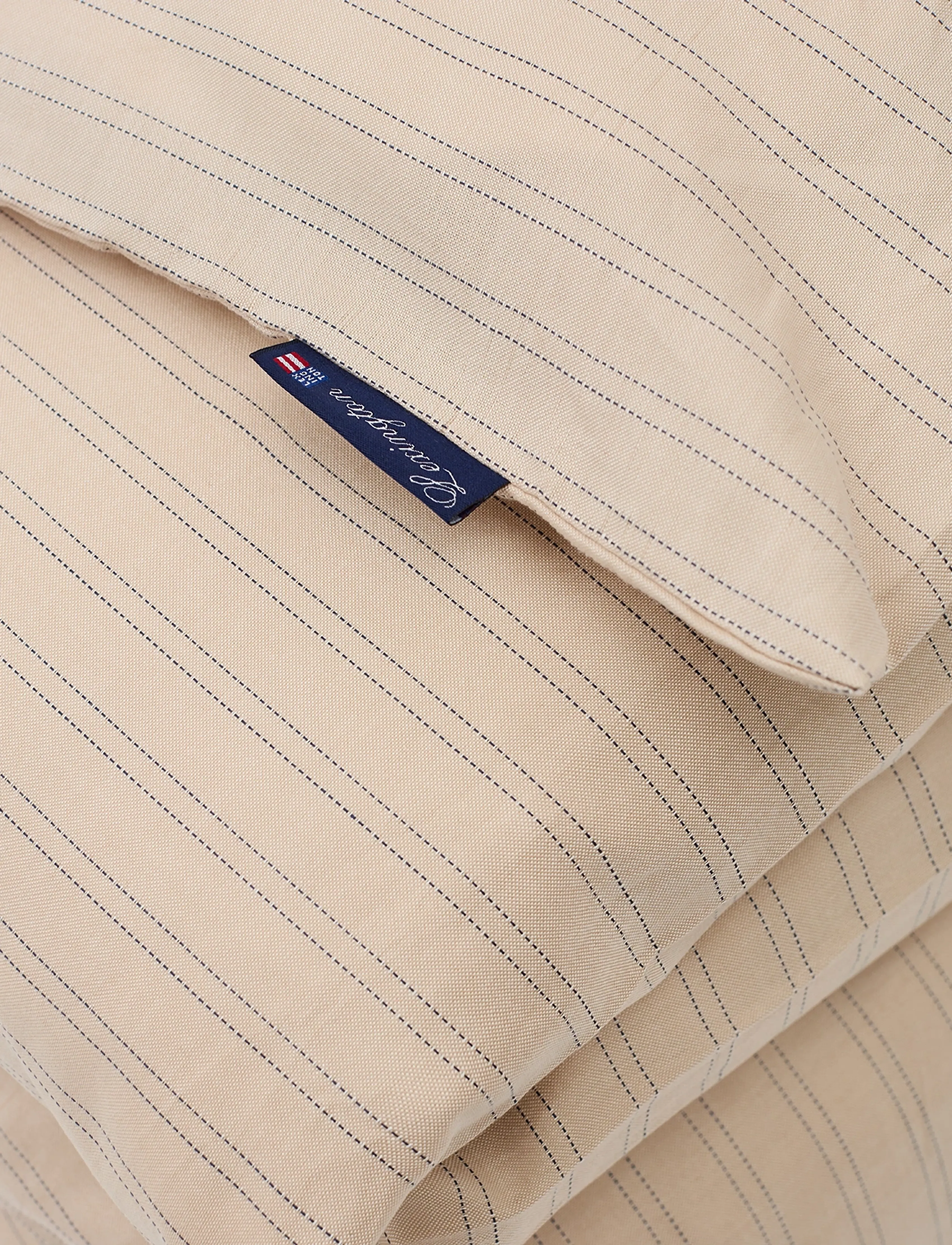 Lexington Home - Beige/Dk Blue Striped Lyocell/Cotton Duvet Cover - lt beige/dk blue - 1