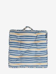 Blue/Oat Striped Cotton Outdoor/Indoor Cushion - BLUE/WHITE/OAT