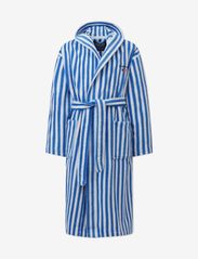 Striped Cotton-Mix Hoodie Robe - BLUE/WHITE
