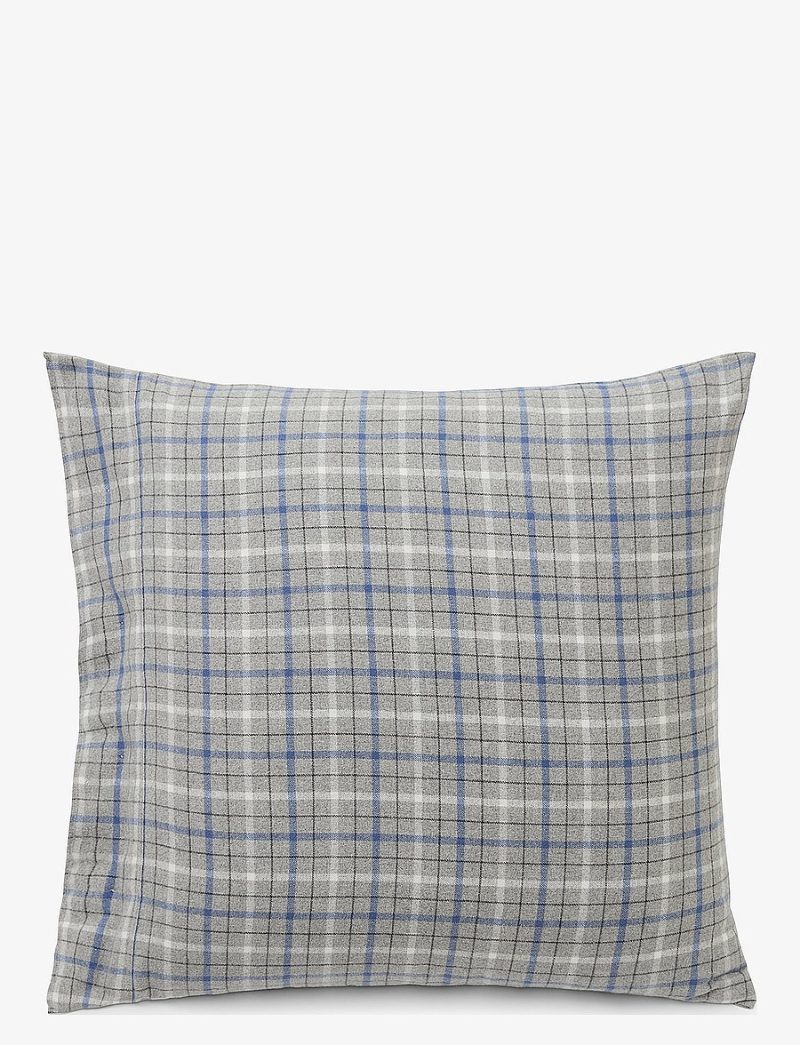 Lexington Home - Gray/Blue Checked Cotton Flannel Pillowcase - gray melange/blue/white - 0