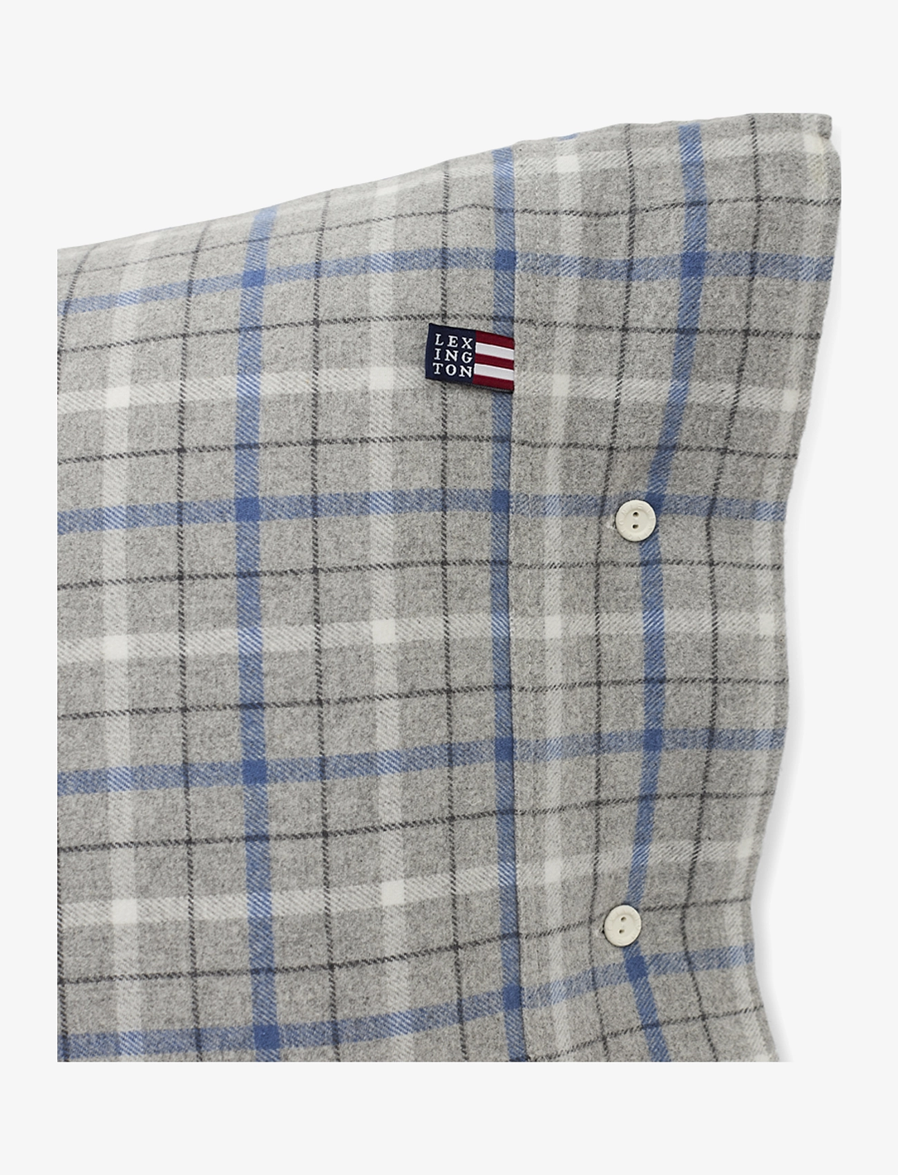 Lexington Home - Gray/Blue Checked Cotton Flannel Pillowcase - gray melange/blue/white - 1
