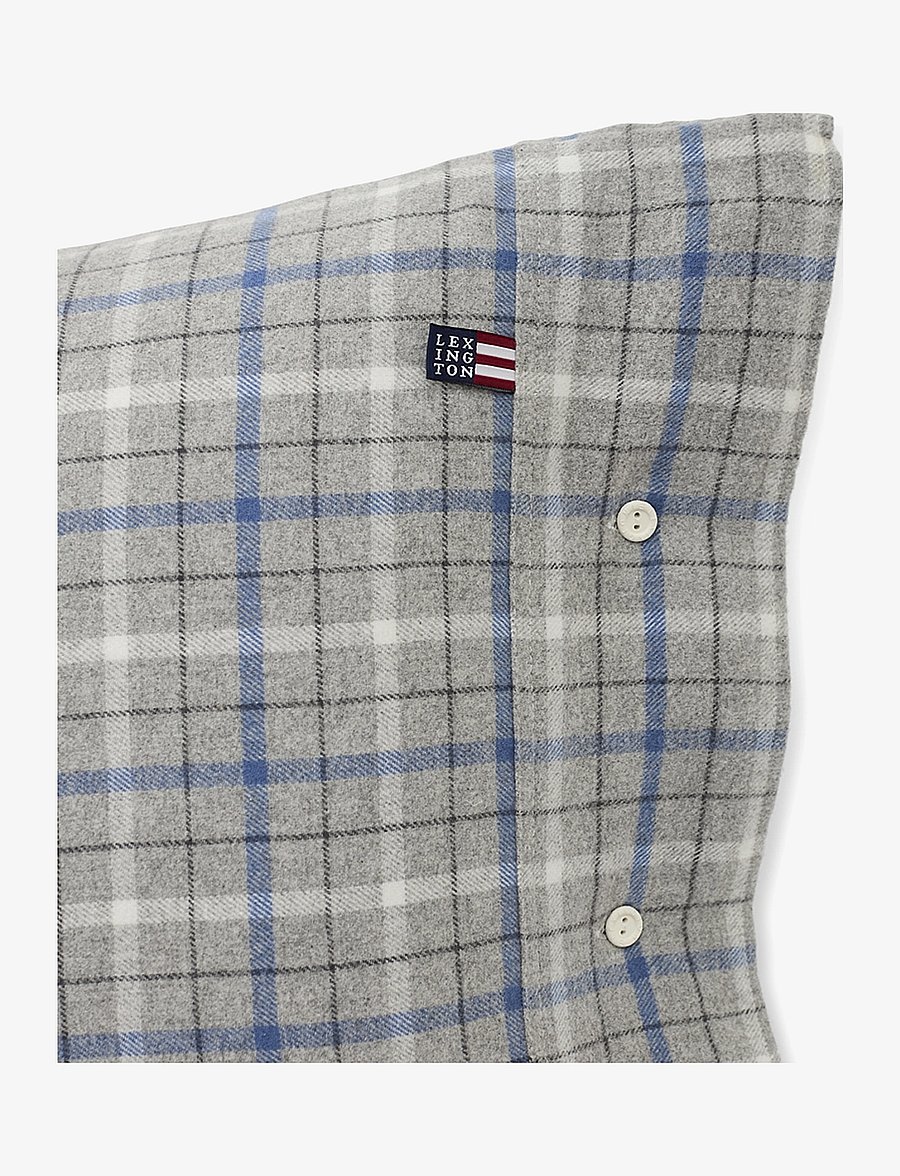 Lexington Home - Gray/Blue Checked Cotton Flannel Pillowcase - gray melange/blue/white - 1