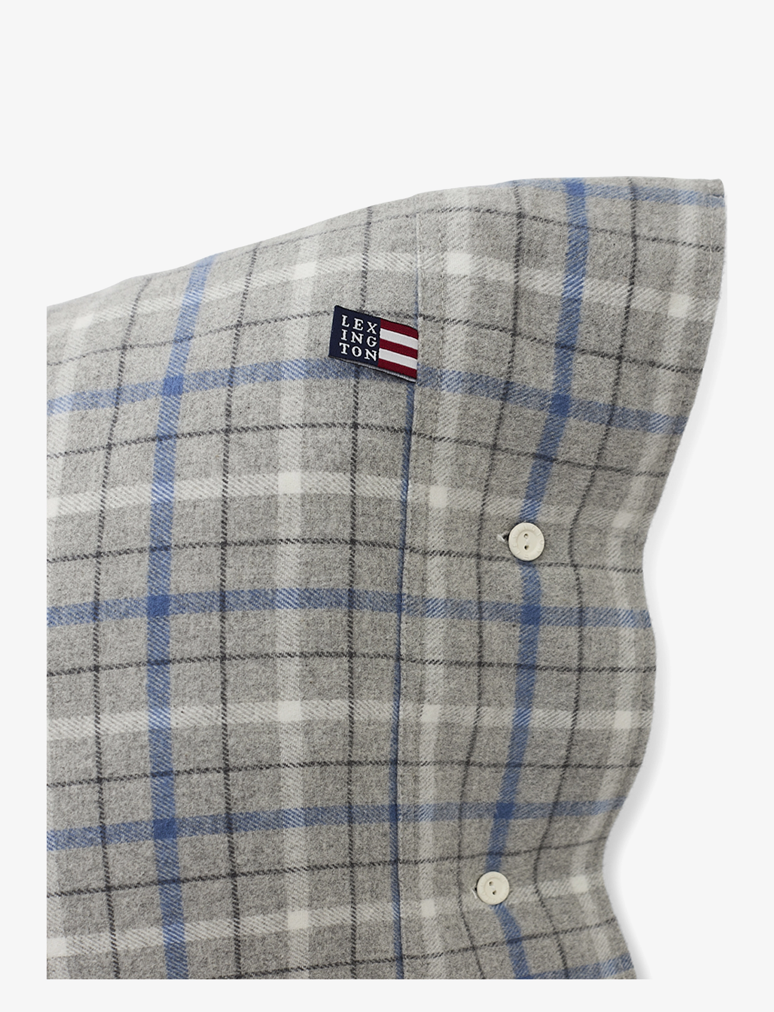 Lexington Home - Gray/Blue Checked Cotton Flannel Pillowcase - gray melange/blue/white - 2