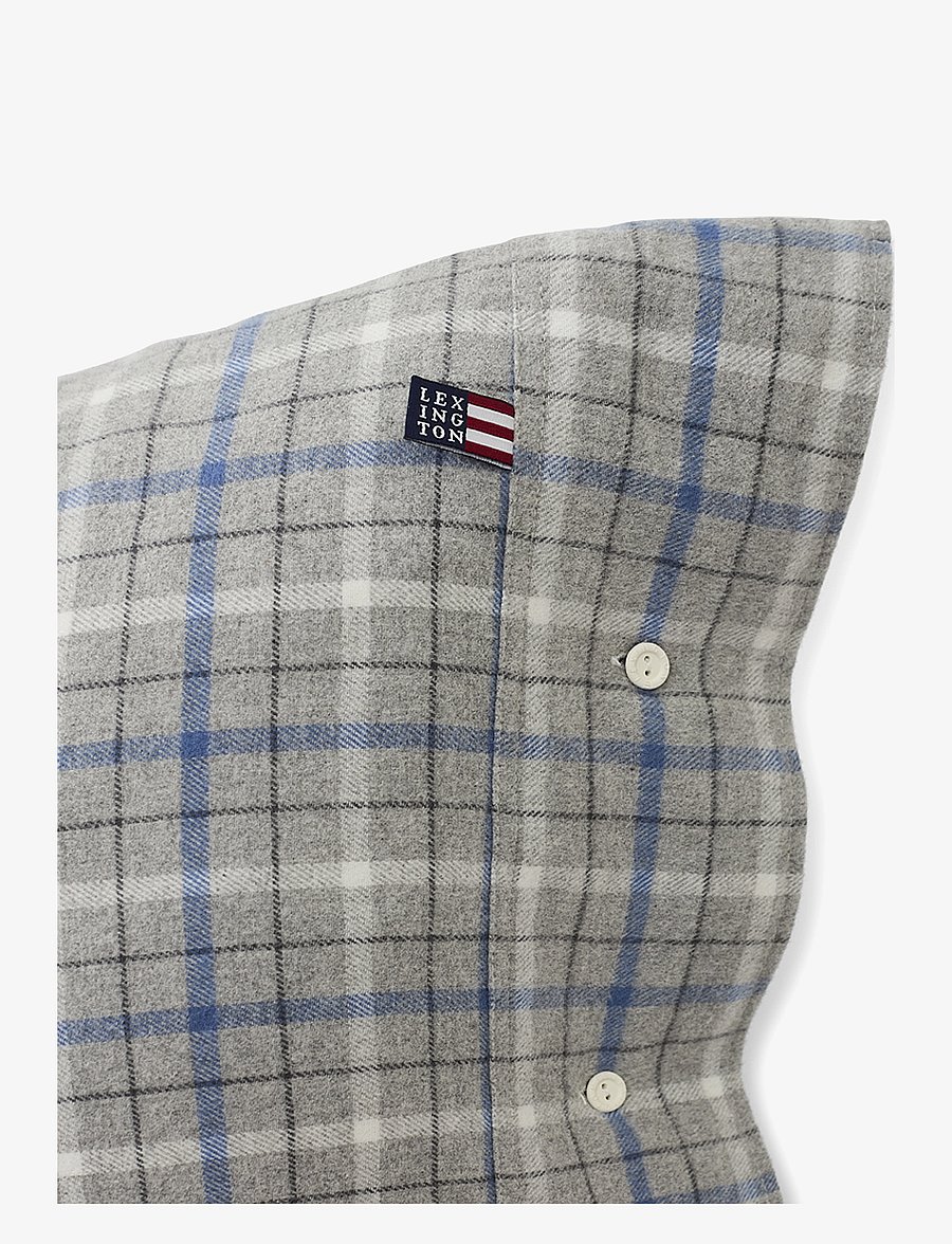 Lexington Home - Gray/Blue Checked Cotton Flannel Pillowcase - gray melange/blue/white - 2
