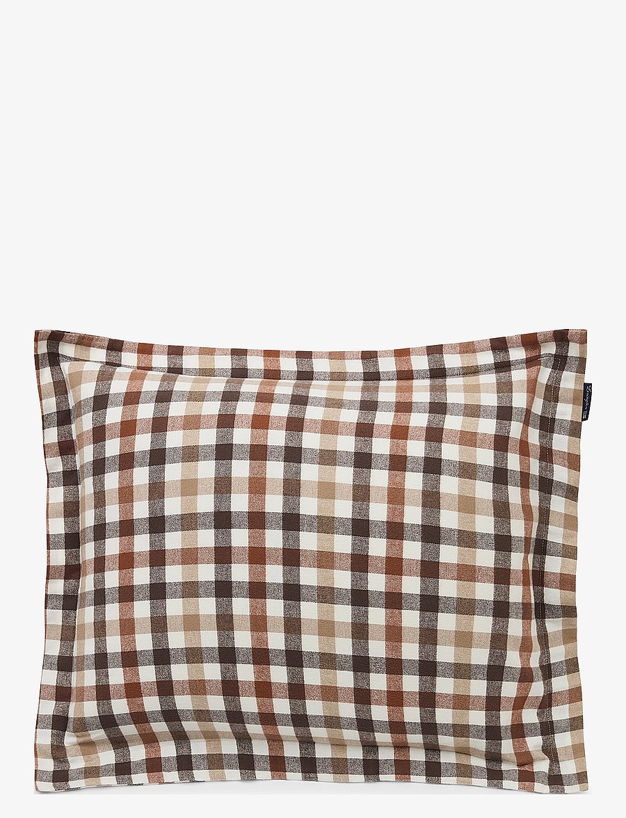 Lexington Home - Rust Brown/White Checked Cotton Flannel Pillowcase - rustic brown/off white - 0