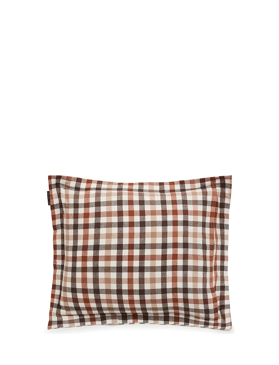 Lexington Home - Rust Brown/White Checked Cotton Flannel Pillowcase - rustic brown/off white - 1