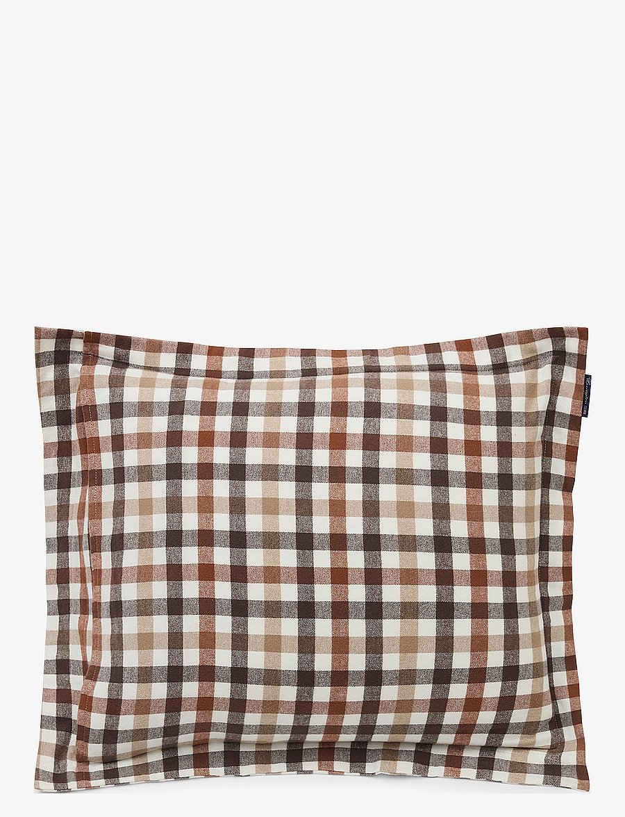 Lexington Home - Rust Brown/White Checked Cotton Flannel Pillowcase - rustic brown/off white - 2