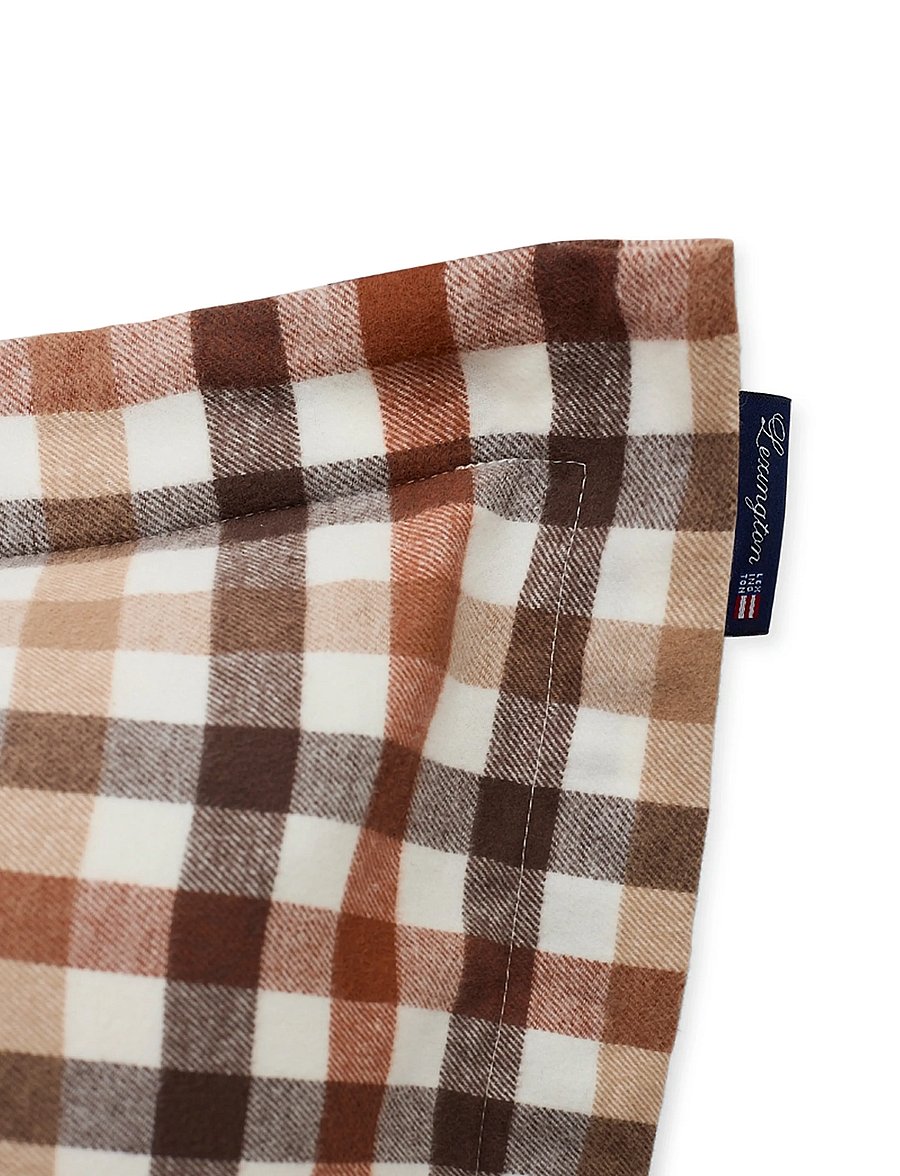 Lexington Home - Rust Brown/White Checked Cotton Flannel Pillowcase - rustic brown/off white - 3