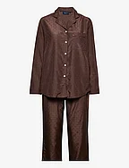 Melinda Viscose/Cotton Jacquard Dot Pajama Set - BROWN