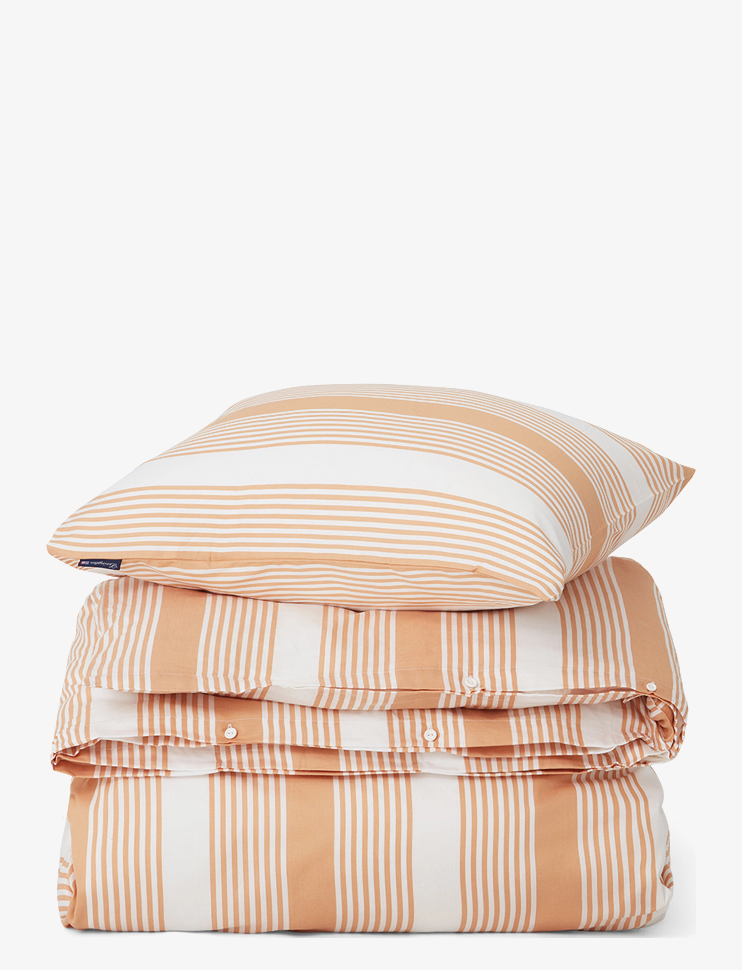 Beige/White Striped Cotton Sateen Bed Set - BEIGE/WHITE