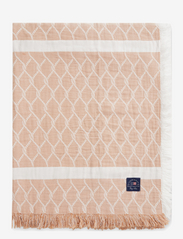 Striped Rope Structured Cotton Bedspread - BEIGE/WHITE