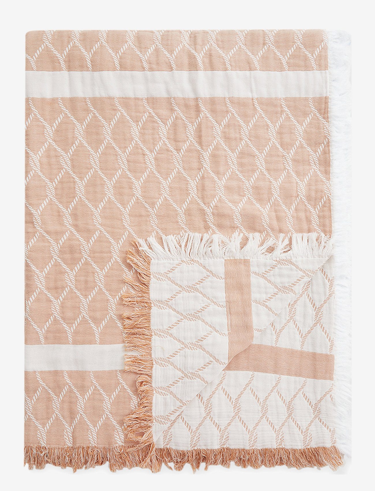 Lexington Home - Striped Rope Structured Cotton Bedspread - sengetøy - beige/white - 1