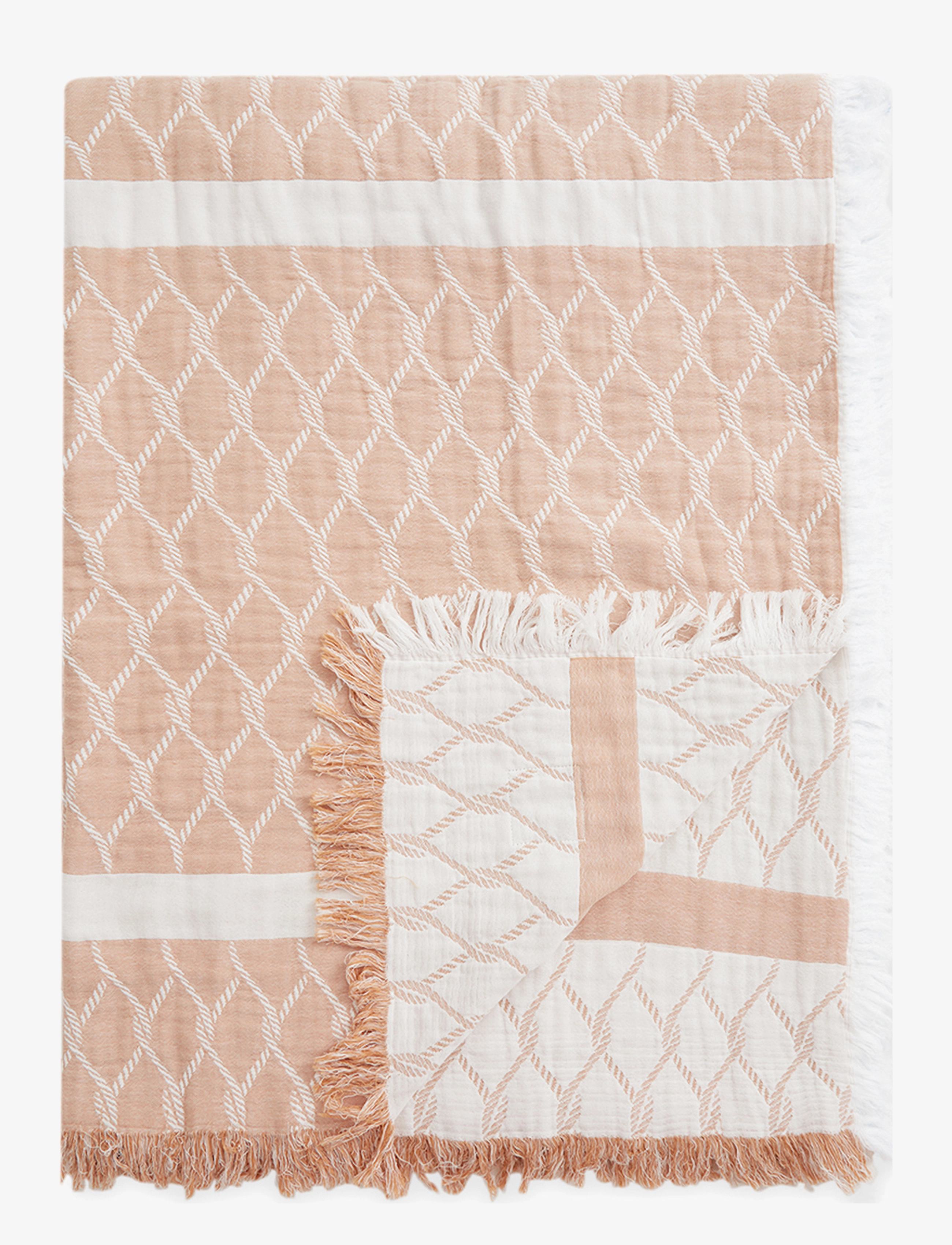 Lexington Home - Striped Rope Structured Cotton Bedspread - beige/white - 2