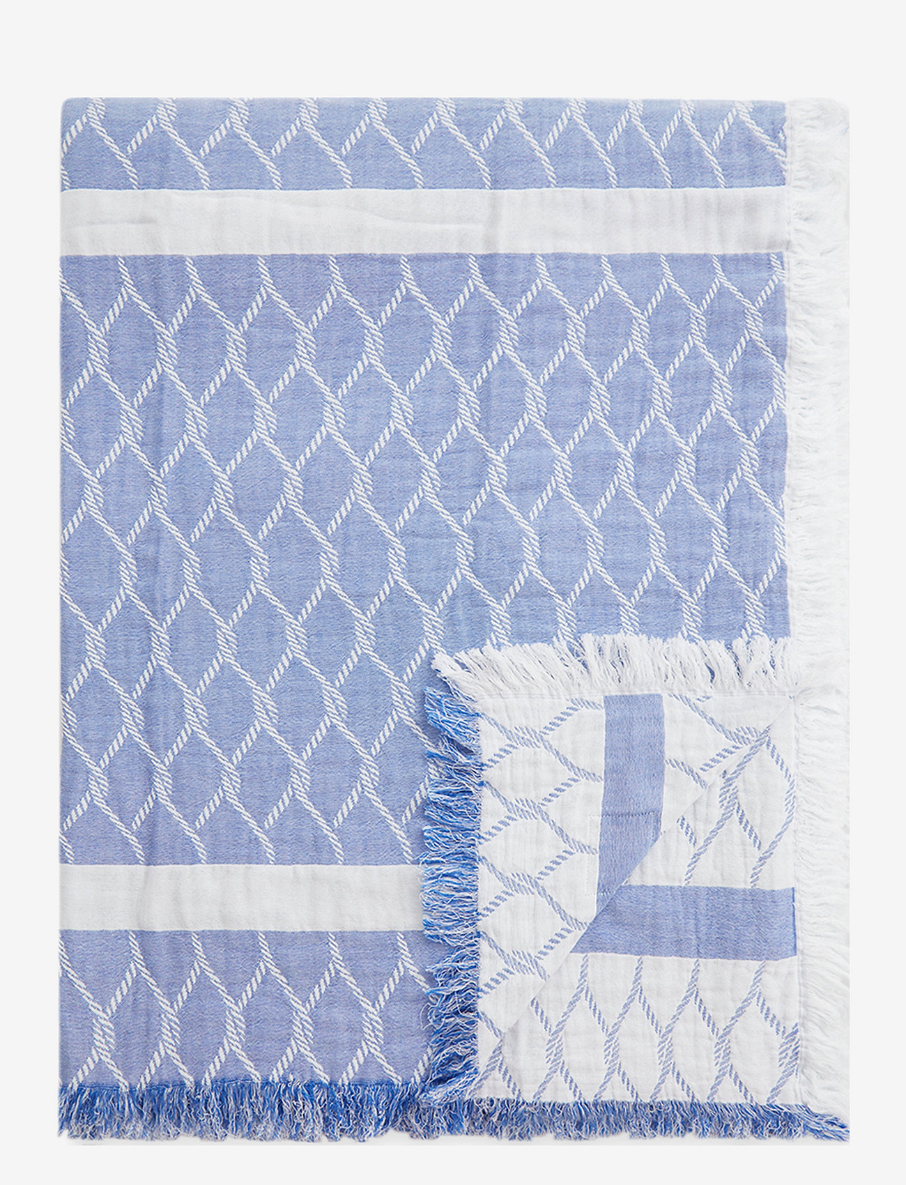 Lexington Home - Striped Rope Structured Cotton Bedspread - vooditekstiilid - blue/white - 1