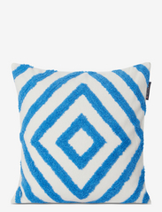 Rug Graphic Recycled Cotton Canvas Pillow Cover - WHITE/BLUE