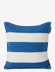 Block Stripe Printed Recycled Cotton Pillow Cover - BLUE/WHITE