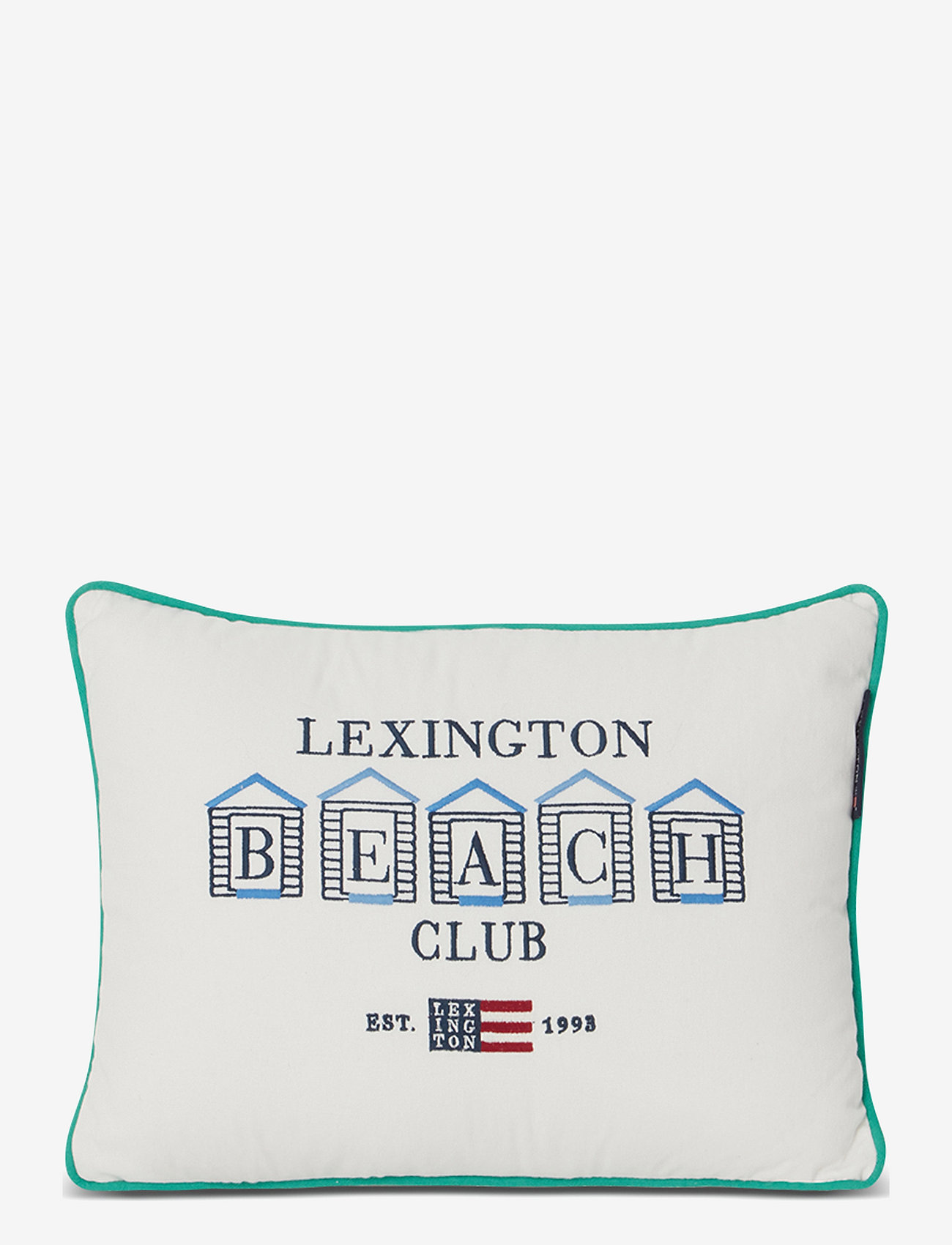 Lexington Home - Beach Club Small Embroidered Organic Cotton Pillow - kussenhoezen - white/blue/green - 0