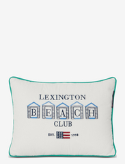 Beach Club Small Embroidered Organic Cotton Pillow - WHITE/BLUE/GREEN