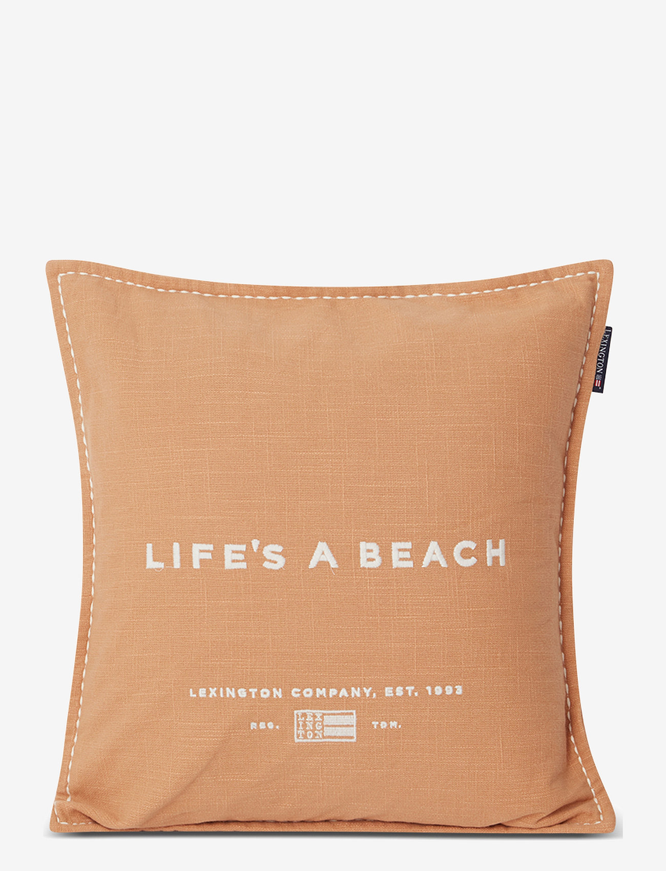 Lexington Home - Life´s A Beach Embroidered Cotton Pillow Cover - pudebetræk - beige/white - 0