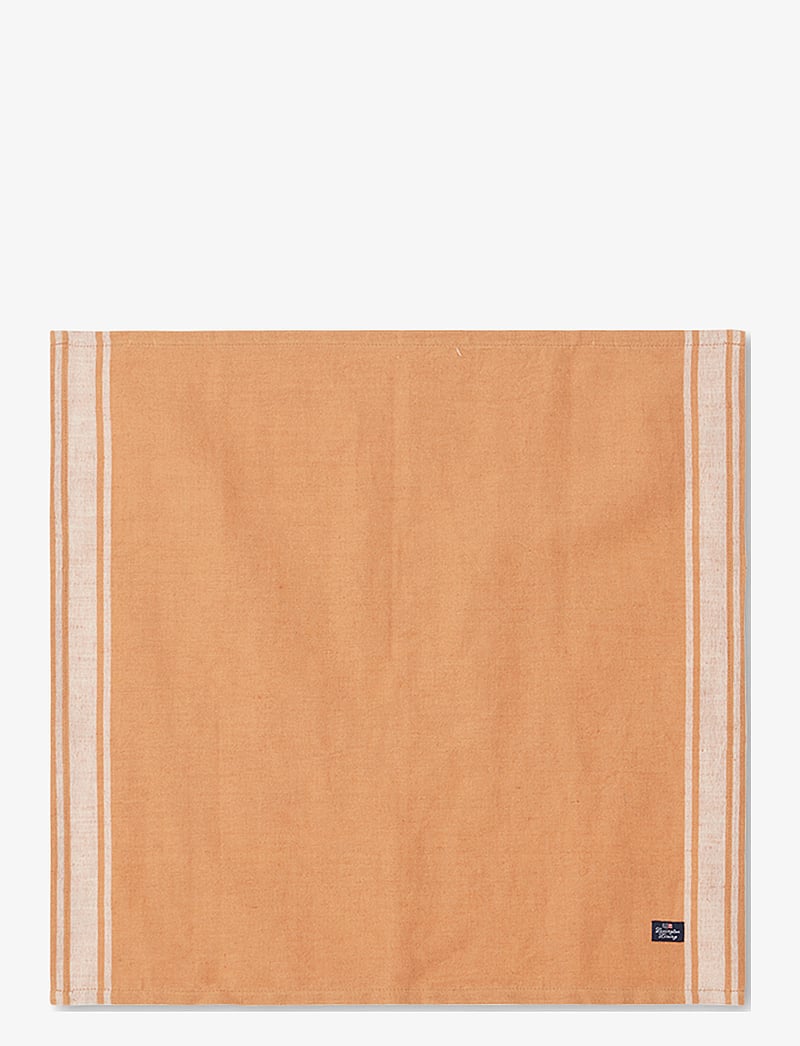 Lexington Home - Linen Cotton Napkin with Side Stripes - linased ja puuvillased salvrätikud - beige/white - 0