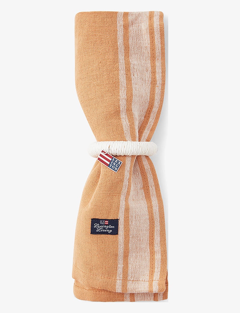 Lexington Home - Linen Cotton Napkin with Side Stripes - linased ja puuvillased salvrätikud - beige/white - 1