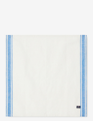 Linen Cotton Napkin with Side Stripes - WHITE/BLUE