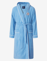 Quinn Cotton-Mix Hoodie Robe with Contrast Piping - BLUE