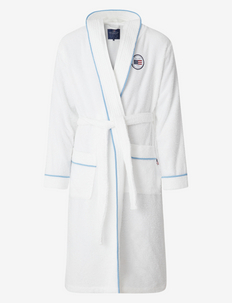 Quinn Cotton-Mix Hoodie Robe with Contrast Piping, Lexington Home