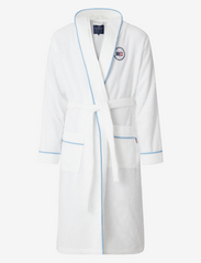 Quinn Cotton-Mix Hoodie Robe with Contrast Piping - WHITE