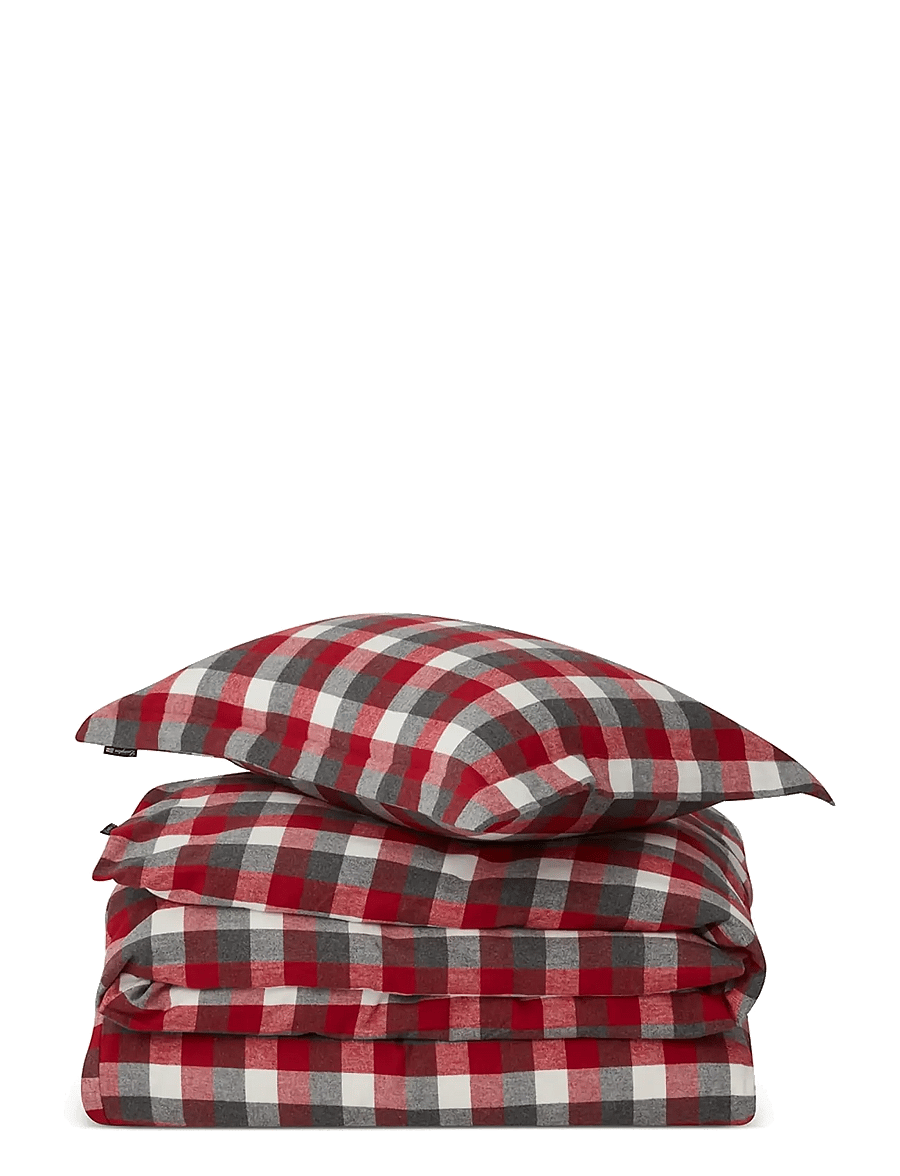 Lexington Home - Checked Cotton Flannel Bed Set - sengesæt - red/dk gray - 0