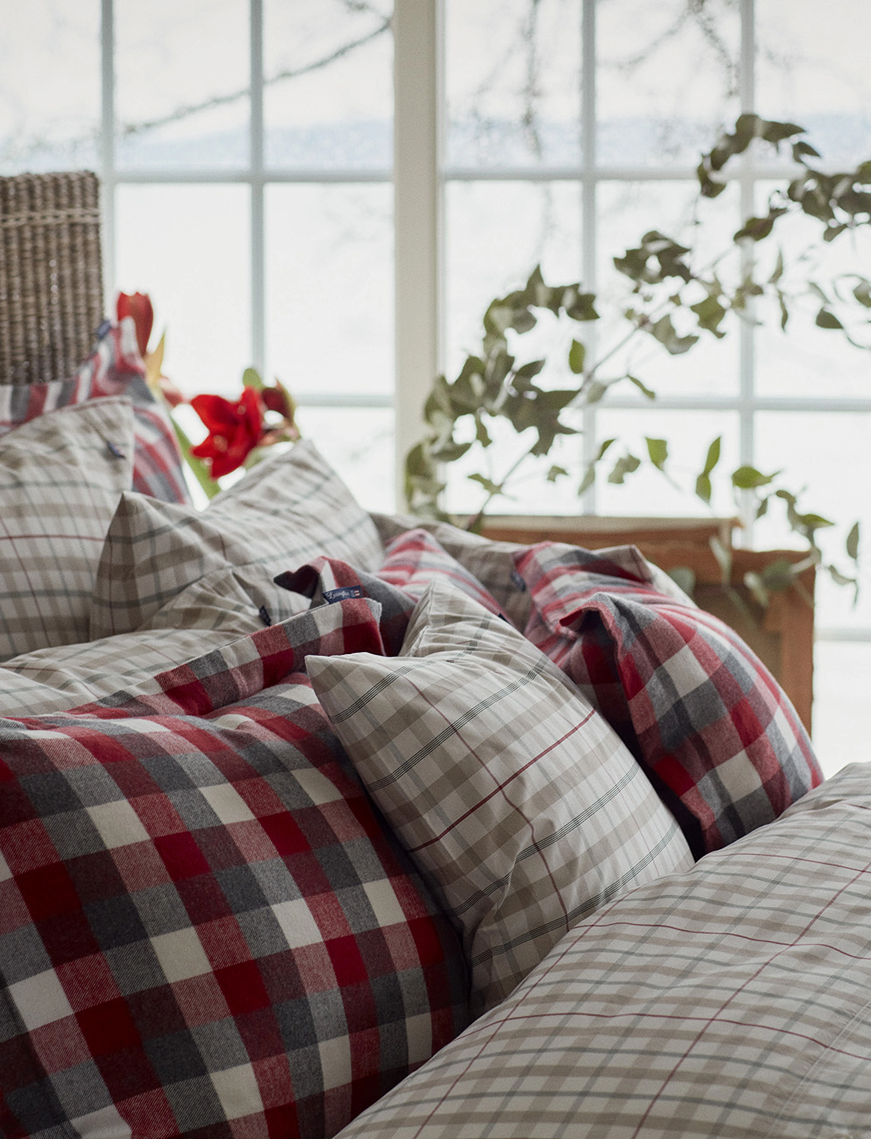 Lexington Home - Checked Cotton Flannel Bed Set - bettwäsche-set - red/dk gray - 1