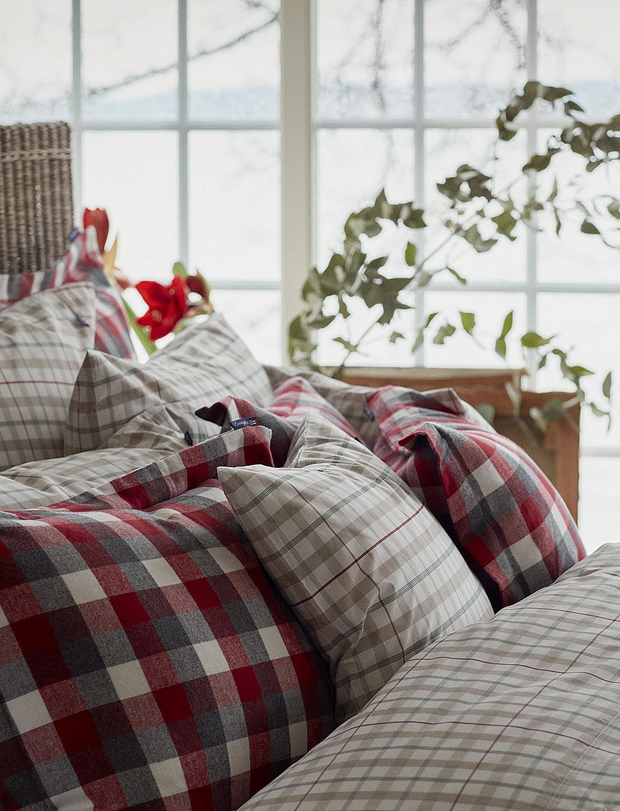 Lexington Home - Checked Cotton Flannel Bed Set - sengesæt - red/dk gray - 1