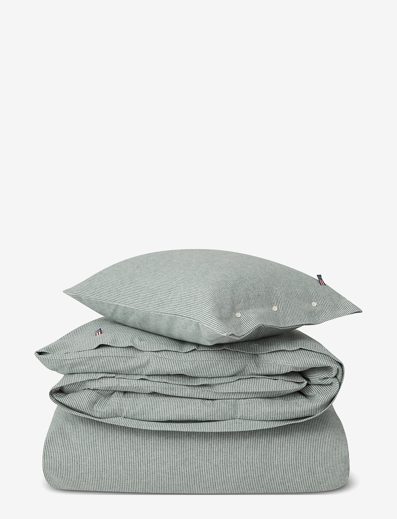 Lexington Home - Striped Cotton Flannel Bed Set - green/off white - 0