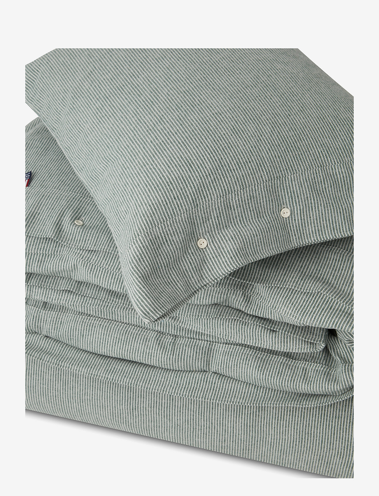 Lexington Home - Striped Cotton Flannel Bed Set - green/off white - 1