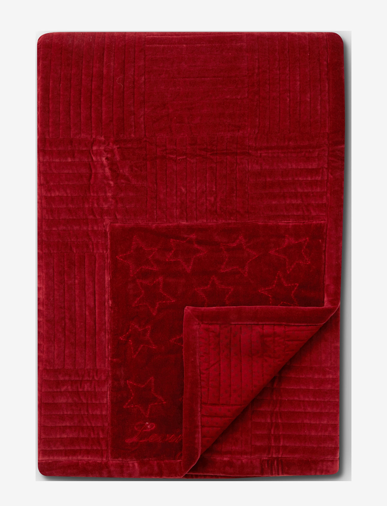 Lexington Home - Quilted Cotton Velvet Star Embroidered Bedspread - vooditekstiilid - red - 1