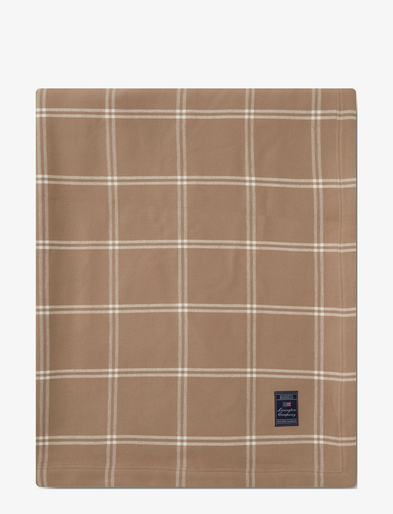 Checked Brushed Cotton Bedspread - BEIGE/OFF