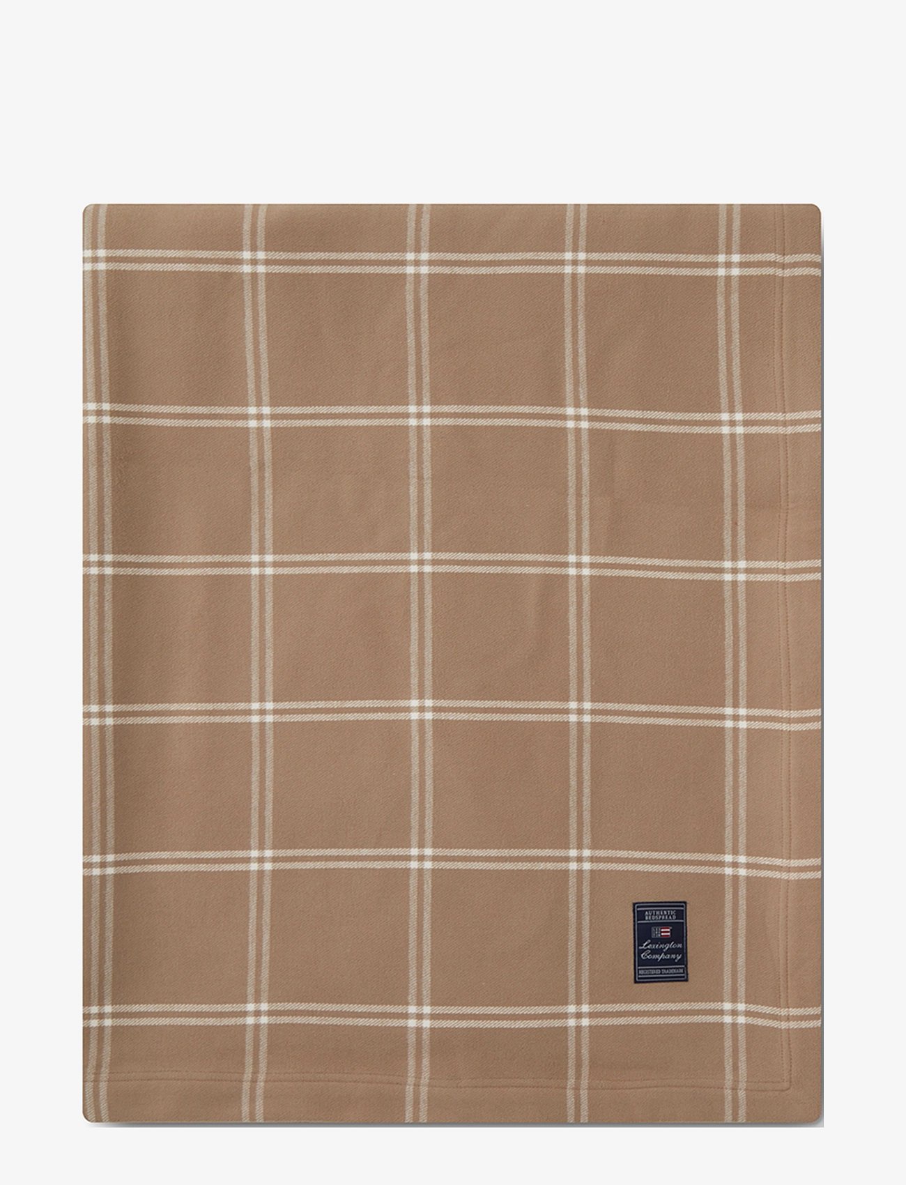 Checked Brushed Cotton Bedspread - BEIGE/OFF