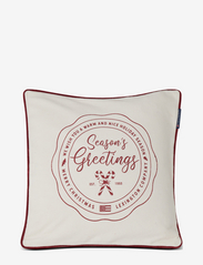 Seasons Greatings Recycled Cotton Pillow Cover - OFF WHITE/RED
