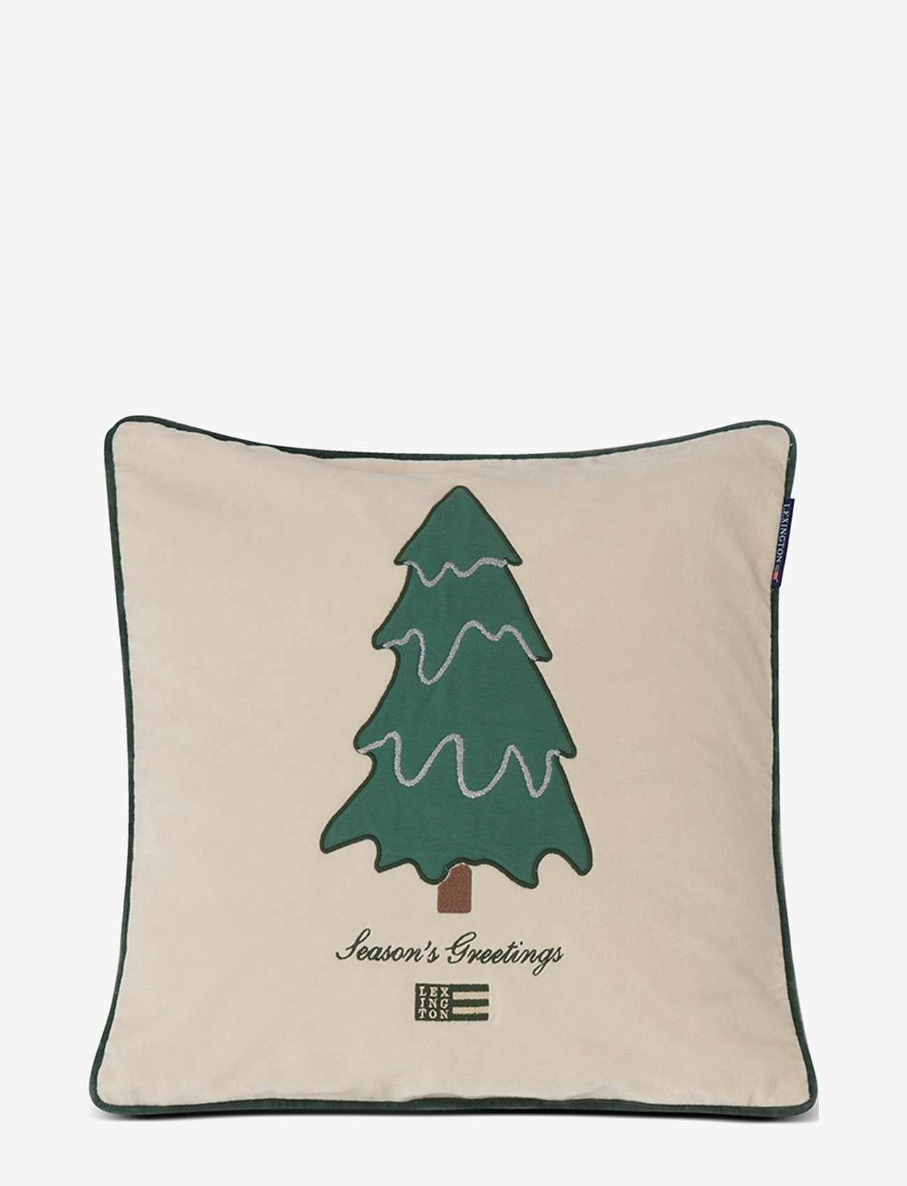 Lexington Home - Pine Tree Twill Patch Cotton Velvet Pillow Cover - køb efter pris - lt beige/green - 0
