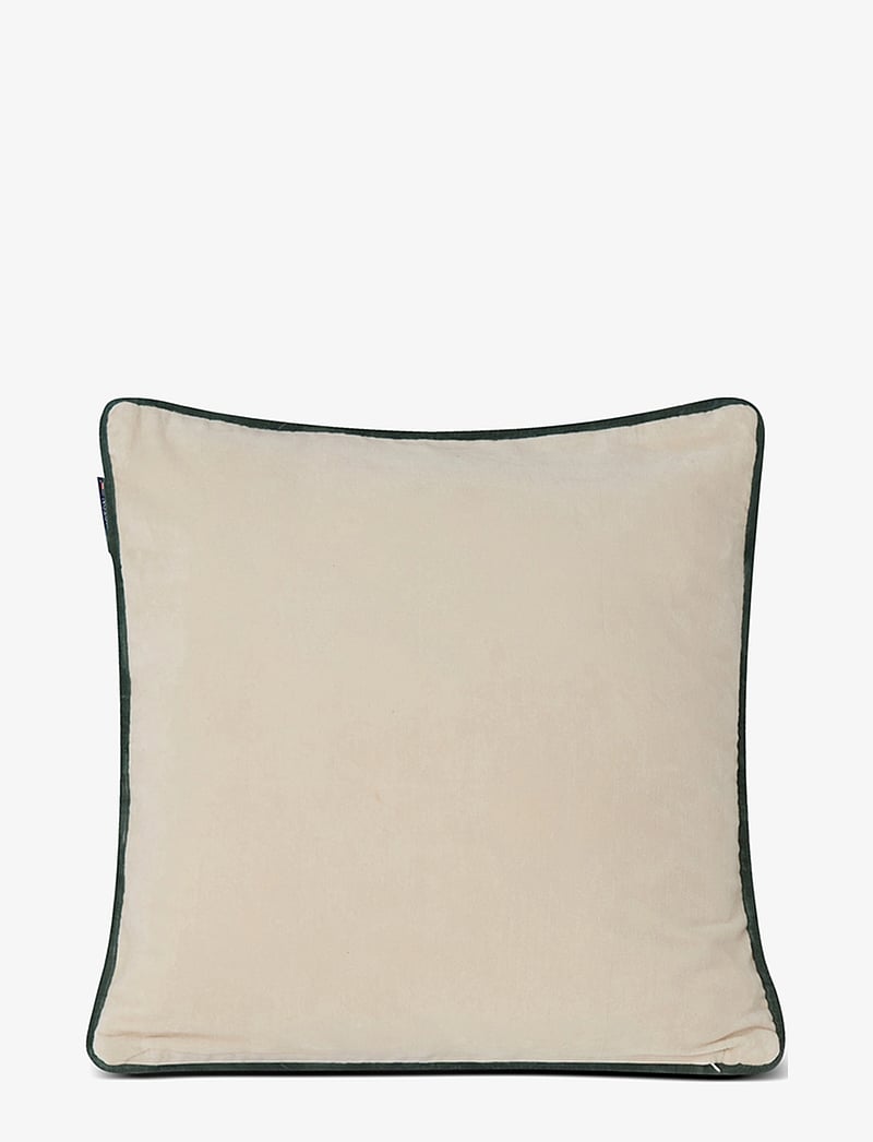 Lexington Home - Pine Tree Twill Patch Cotton Velvet Pillow Cover - køb efter pris - lt beige/green - 1