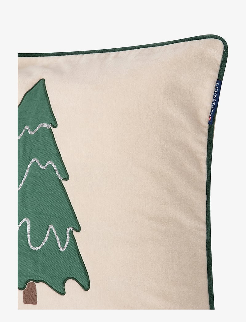 Lexington Home - Pine Tree Twill Patch Cotton Velvet Pillow Cover - køb efter pris - lt beige/green - 2