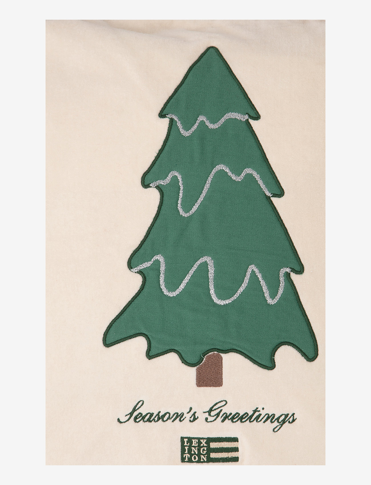 Lexington Home - Pine Tree Twill Patch Cotton Velvet Pillow Cover - køb efter pris - lt beige/green - 3