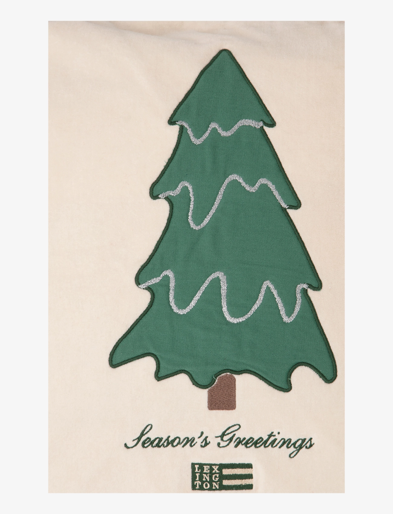 Lexington Home - Pine Tree Twill Patch Cotton Velvet Pillow Cover - pudebetræk - lt beige/green - 4