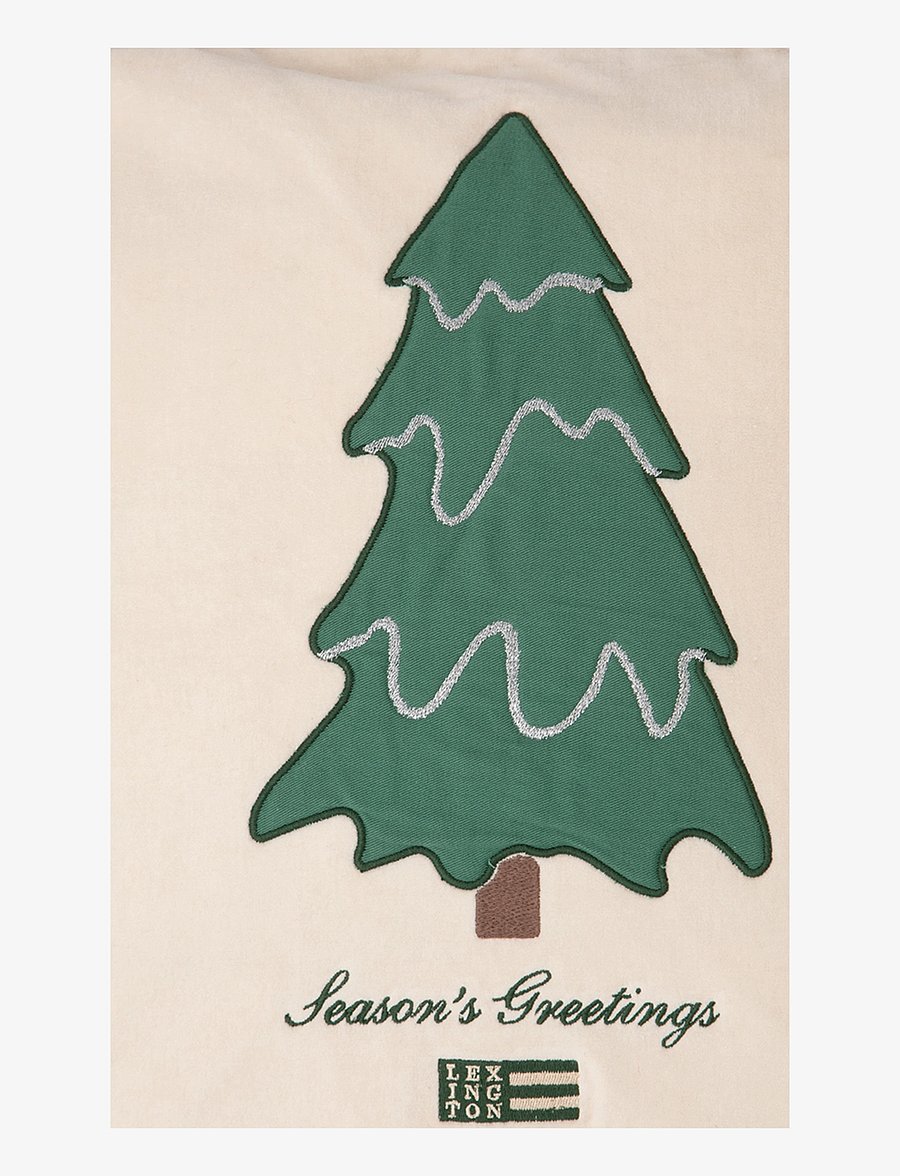 Lexington Home - Pine Tree Twill Patch Cotton Velvet Pillow Cover - padjakatted - lt beige/green - 4