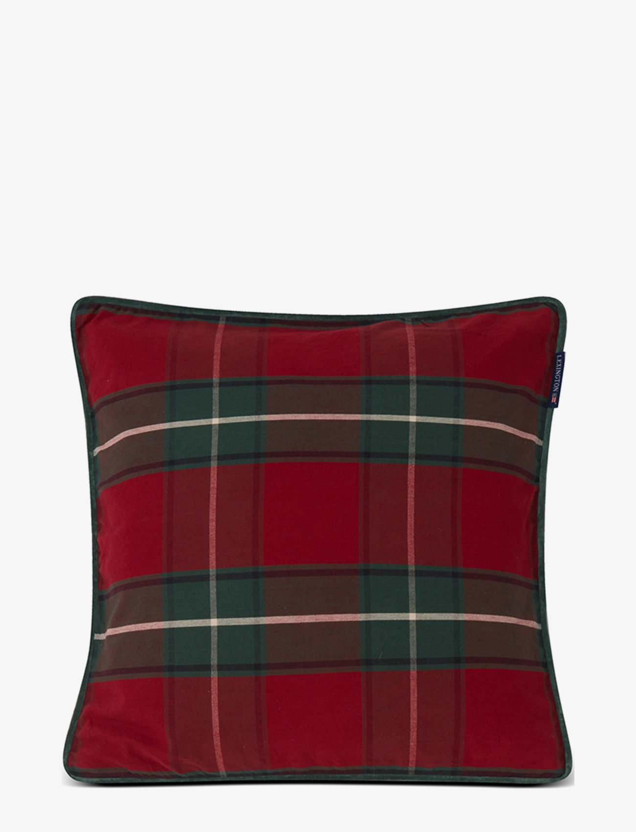 Checked Organic Cotton Canvas Pillow Cover - RED/GREEN